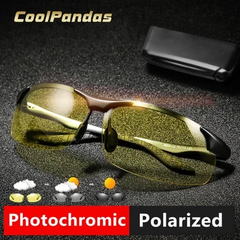 CoolPandas Photochromic Alumiinium-Magneesium-Polariseeritud Päikeseprillid Meestele Päeval Öösel Ohutuse Sõidu Päikeseprillid Mees Anti-Glare Objektiiv