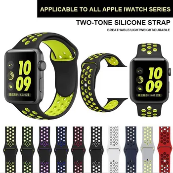 Silikoonist Rihm Apple Watch Band 38mm 42mm 44mm 40mm Iwatch Seeria 3 4 5 6 Se 2 1 Tarvikud Sport Käevõru Watchband