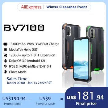 [Esmaesitlus] Blackview BV7100 Karm Telefon 6GB 128GB 13000mAh Andriod 12 Okta Core Mobile Telefon 6.58