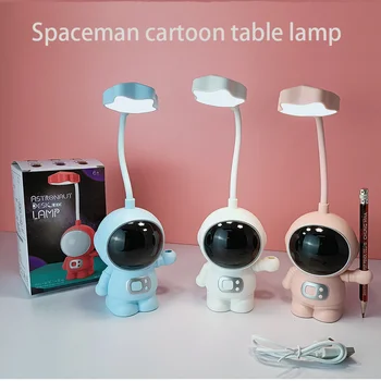 Astronaut Cartoon LED laualamp Silmade Kaitse Lugemise Tabel Lamp USB Laetav Öö Valguses Bendable Paindlik Öö Tuled