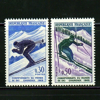 2Pcs/Set Uus Prantsusmaa Post Tempel 1962 Chamonix Maailma Suusatamine Graveerimine Postmargid MNH