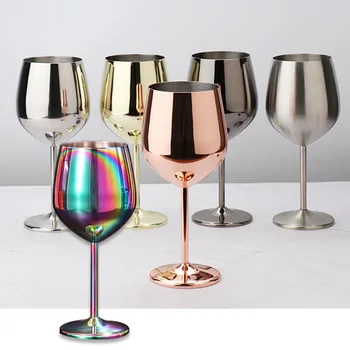 500ml 304 Roostevabast Terasest, Punase Veini Klaas ühekihiline Pokaalilaadse Värviline Suure mahutavusega Trummel-kujuline Langus-vastupidavad Veini Klaas