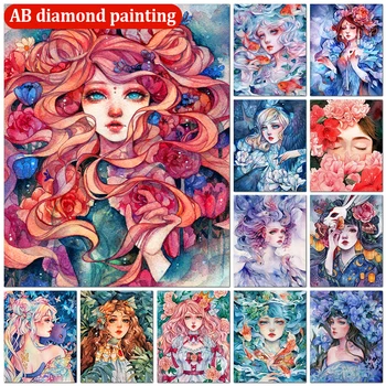 5D Diy Diamond Maali Cartoon Tüdruk AB Diamond Ring Täis Anime Diamond Tikandid Mosaic Komplekt Home Decor Uus Toode