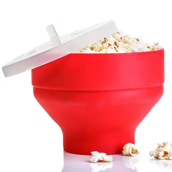 Mikrolaine Popkorn Popper Silikoon Popcorn Maker Kokkupandav Kauss Kaanega
