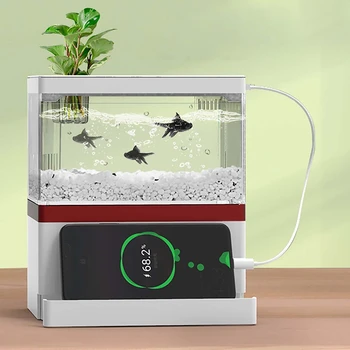 Creative Desktop Mini Kala Tank koos Filtriga ja LED Valgus, Akvaarium Troopiliste Magevee Hüdropooniline Taimed Korvi, Kontor