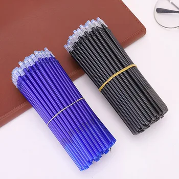 100 Tk/Palju on 0,5 mm Geeli Pliiats Kustutatavad Pen Täitke Varraste Komplekt Sinine, Musta Tindiga Täitke