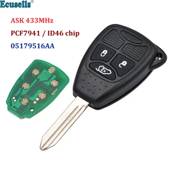 2 Nuppu Smart Remote Võti Fob Koos ID46 PCF7941 Kiip 433Mhz jaoks Chrysler 300C Sebring, PT Cruiser 05179516AA CY22 Tera