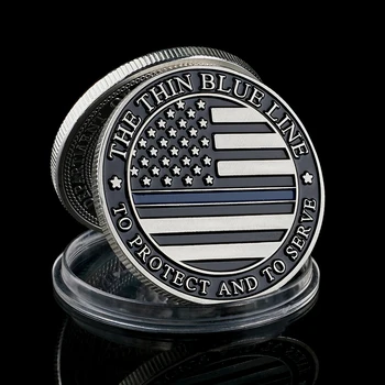 USA Õhuke Sinine Joon, Et Kaitsta Ja Teenida USA Lipu politseinik hõbetatud Münt Laekuva