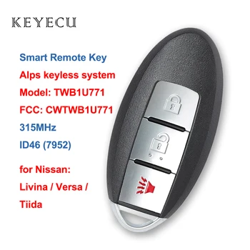 Keyecu CWTWB1U771 Smart Remote Auto Võti Fob 3 Nööpi 315MHz ID46 (7952) Kiip Nissan Tiida Livina Vastupidi 2005-2008 TWB1U771