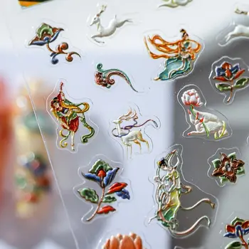 Vintage Hiina Dunhuang Murals Küünte Kleebised Graatsiline Lotus Hirv Muster Fingenail Kleebised Vähemuse Disaini Mõttes Sõrme Salong