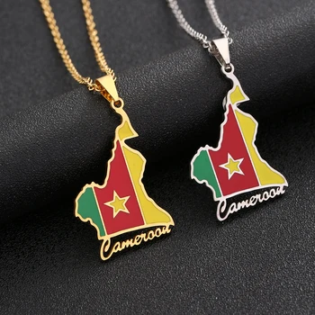 Kameruni Kaart Lipu Ripats Kaelakee Roostevabast Terasest, Naised, Tüdrukud, Kuld, Hõbe Värv Võlu Mood Cameroun Femal Ehted Kingitus