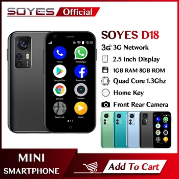 SOYES D18 Mini Android Smart Phone 2.5 Tolli Ekraan Ees Tagumine Kaamera, Dual SIM TF Kaardi Pesa 1000mAh 3G Võrgu Palm Smartphone
