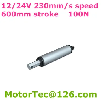 12V 24V DC 230mm/sek 9.2 tolli/sek kiirus 100N 10KG koormusega 600mm 24inch insult suure kiirusega DC linear actuator