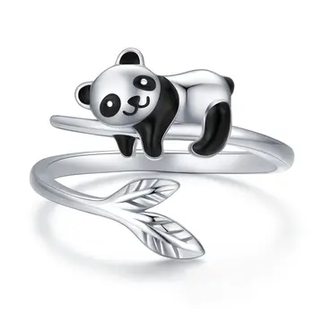 2New Harong Loov Uus Trend Tõetruu Armas Panda Bambusest Ringi Loomade Avatud Rõngad Tüdruk Naised Mehed Partei Ehted Kingitus