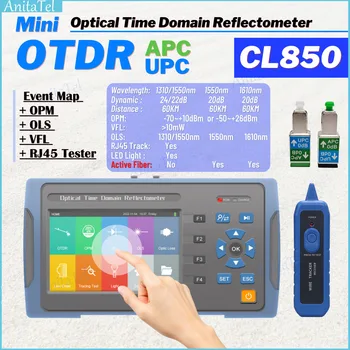 Mini OTDR CL850 1550nm 20dB 60km Toetada Aktiivset Kiudaineid OPM RAAMSEADUSEGA OOLID Optiline Reflectometer Puutetundlik Ekraan, inglise, hispaania, portugali