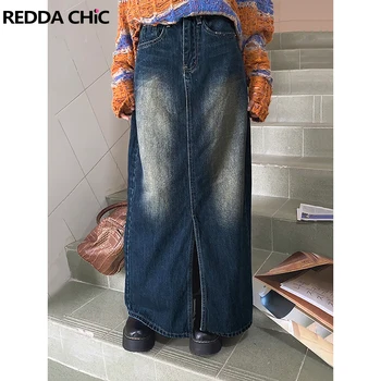 REDDACHiC Suur Suurus Teksad, Maxi Seelik Pikk Denim Naiste Seelikud Esi Lõhestatud korea Streetwear 2000ndate Esteetiline Vintage Riided