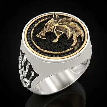 Luksuslik ja peen Kuld kaks värvi hunt küünis geomeetriline muster ehted meeste engagement abielusõrmus