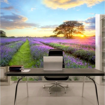 de papel parede seinamaaling taustapiltide jaoks elutoas TV diivan idülliline loodusmaastik lilla lavendel seinamaaling tapeet seinte 3 d