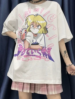 Harajuku Anime Graafiline Naiste T-särgid Jaapani Streetwear Manga on Koomiks Prindi Lühikesed Varrukad Tshirt 2022 Suvel Y2k Riided Tops