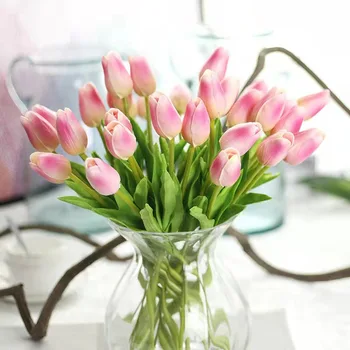 10pc Reaalne Touch Sylikonowe Tulipany Flores Artificiales Decoracion Hogar Silikoon Kunstlik Tulip Flower Тюльпаны Искусственные