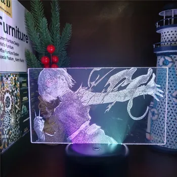 Jujutsu Kaisen Kugisaki Nobara Anime Lamp 3D Nightlights LED Värvid Muutuvad Lampara Valgustus Magamistuba Decor