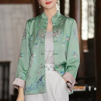 2023 cheongsam mantel silk qipao jope hiina stiilis tang kostüüm lady tikandid, hiina stiilis elegantne daam cheongsam tops