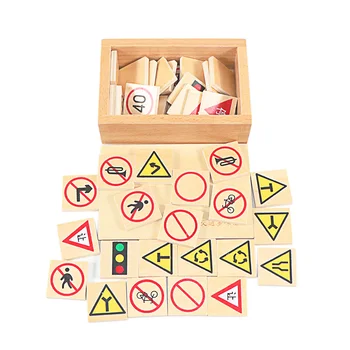Beebi Mänguasi Montessori Materjalid Puit Liikluse Doomino Klotsid liiklusmärk Mänguasjad Lastele Varakult Haridus-Õppe Kingdergarden
