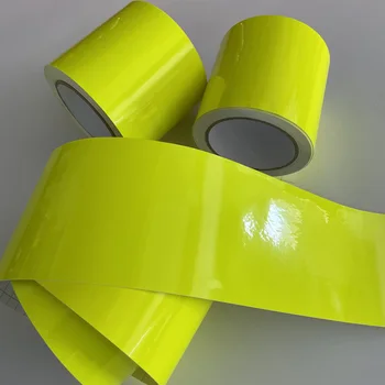 10cm laius Läikiv, Neoon Fluorestseeriv Kollane Vinüül Auto Wrap Film Leht Rulli Õhu Vabastamise Tehnoloogia