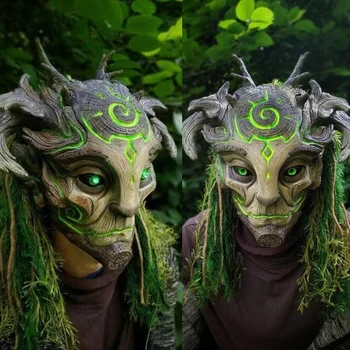 Uus Roheline Mets Elf Vana Mees Mask Realistlik Kostüüm Täis Peaga Lateksist Mask Peakatted Maskeraad Täiskasvanud Halloween Cosplay Isiku Rekvisiidid