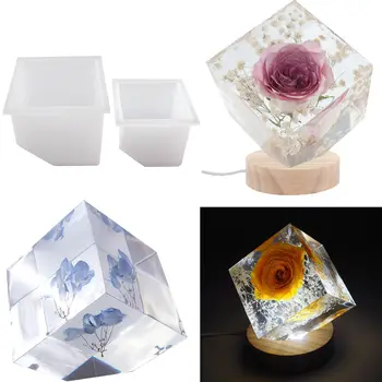 DIY Night Light Crystal Epoksüvaik Hallituse Suurus Cube Viltune Suu Geomeetria Peegel Silikoonist Vormi