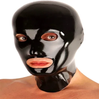 Seksikas Lateks Kapuuts Kummist Mask, Must Käsitöö Silmad on Avatud Suu Halloween Cosplay Kostüümid Meeste