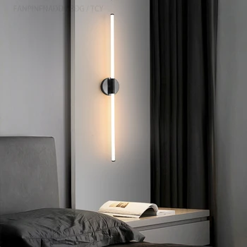 FPFD Black Led pika seina lamp elutuba taust seina, magamistoas voodi kõrval seina lamp kaasaegne minimalistlik joon lamp
