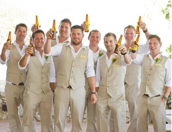 Custom Made Šampanja Parimad Mehed Kannavad Peigmees Tuxedos Pulm Kostüümid Õhtusöök Äri Ülikonnad, Vabaaja Beach Slim Fit 2Pieces(Vest+Püksid)