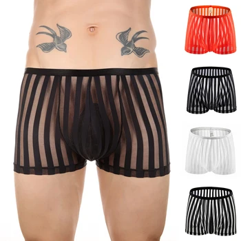 Meeste Thong Püksikud Sexy G-string Triibuline Vt-läbi Aluspesu T-back lühikesed Püksid Boxer