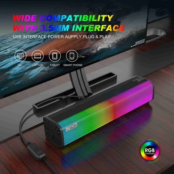 RGB Helendav soundbar Arvuti Kõlarite Kingitus HiFi Heli Mängu ABS Materjalist Heli lahter 9 Liiki Tuled Reguleeritav