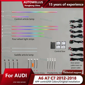 Atmosfääri Kerge Audi A6 C7 A7 2012-2018 21 Värvi LED Interjööri Ümbritseva Valguse Ukse Jalgade Valgus Originaal MMI Kontrolli