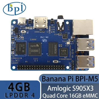 Banaan PI BPI-M5 Amlogic S905X3 Quad Core ARM Mali G31 4GB LPDDR4 RAM, 16 GB magistrikursuse Flash Tugi: Linux Ubuntu Debian Ühe Juhatuse