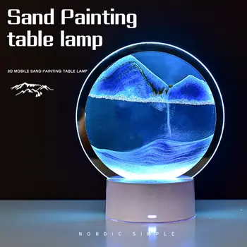 Loominguline Raba Öö Lambi 7-värvid USB 3D Värviline Mobiilse Liiva Maali Liivakell Kodu Kaunistamiseks Liiva Maali Tabel Lamp