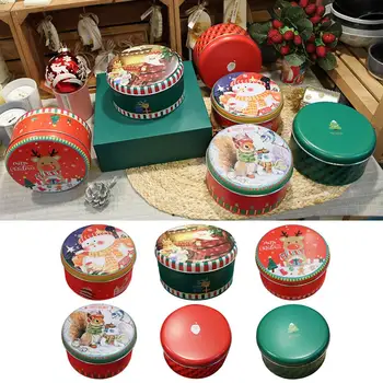 Multi Värvi Vintage Väikesed Jõulud Valgeplekk Ring Candy Ladustamise Tina Koos Katetega Küpsise Karbid Dekoratiivsed Kingitused, Pulmad Sünnipäev