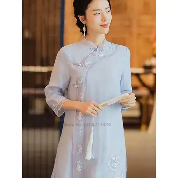 2022 hiina cheongsam kleit naiste ao dai pits qipao hiina lille tikandid vintage elegantne kleit hiina pits pool kleit
