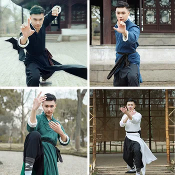 Hiina Traditsioonilise Stiili Kung Fu Qipao Hanfu Rüü Kleit Mehed Crosstalk Etapp Wu Tang Sobiks Taiji Ühtne Riietus Casual Pluus