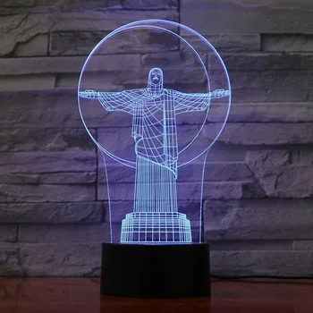 Jeesus Joonis 3D Illusioon Lamp Led Night Light 7 Värvi Muuta Tabeli Öö Lamp Valgustus Palvetan, Tuled Koju, Tuba Decor Kingitus