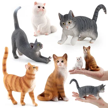 Uue Simulatsiooni Metsloomade Mudel Mänguasjade Komplekt Valge Lemmikloom Kass Kodulindude Oranž Kass Tegevus Joonis Tunnetus Haridus-Laste Mänguasi