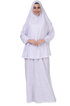 Moslemi täielikult suletud palve kleit Islami traditsiooniline puuvillane naiste slim iki 2-osaline Komplekt, Ramadan juhuslik värv