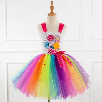 Meeldib Vikerkaar Candy Cosplay Kostüüm Tüdrukute Halloween Kostüüm Lastele Karnevali-Osaline Ülikond Kleit Üles