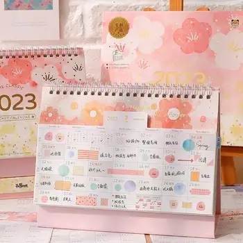 2023 Tasku Laua Kalender Desktop salvestusplaani Kell-Kalender Kingitus Tüdrukute Armas Kooli Asukoht Kawaii Statione F6l6