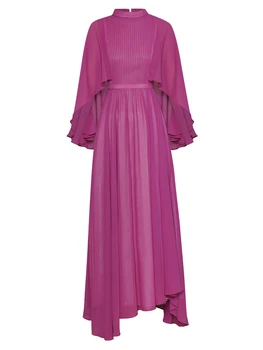 Pikk Kleit Raja Disainer Kõrge Kvaliteedi primavera Uus Naiste Vintage Elegantne Varjatud Varrukad Mood Vabaaja peokleidid