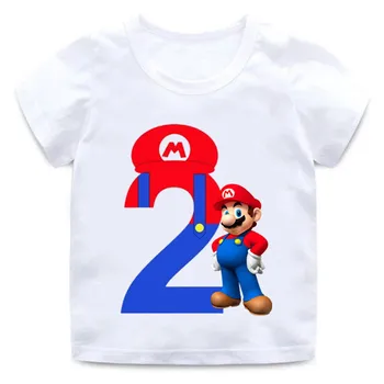 Casual Cute Cartoon Super Mario Nummer 1-9 Kids T-särk Kawaii Suvel Lahtine Pluus Lühikeste Varrukatega Valge Naiste Topid Poiss, Tüdruk, Tees