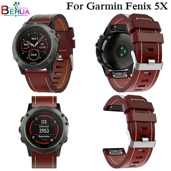 Quick Release nahk bänd Garmin Fenix 5X 5X Pluss Kella rihm Käevõru Easy fit watchband Eest Garmin Fenix 3 3 HR Käepael