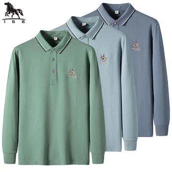 polo särk meeste Kevad-sügis uus Meeste pika varrukaga polo särk (Solid color tikandid kvaliteetne Meeste Business casual polo-särk